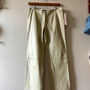 NWT dead stock cream colored LEATHER PANTS.